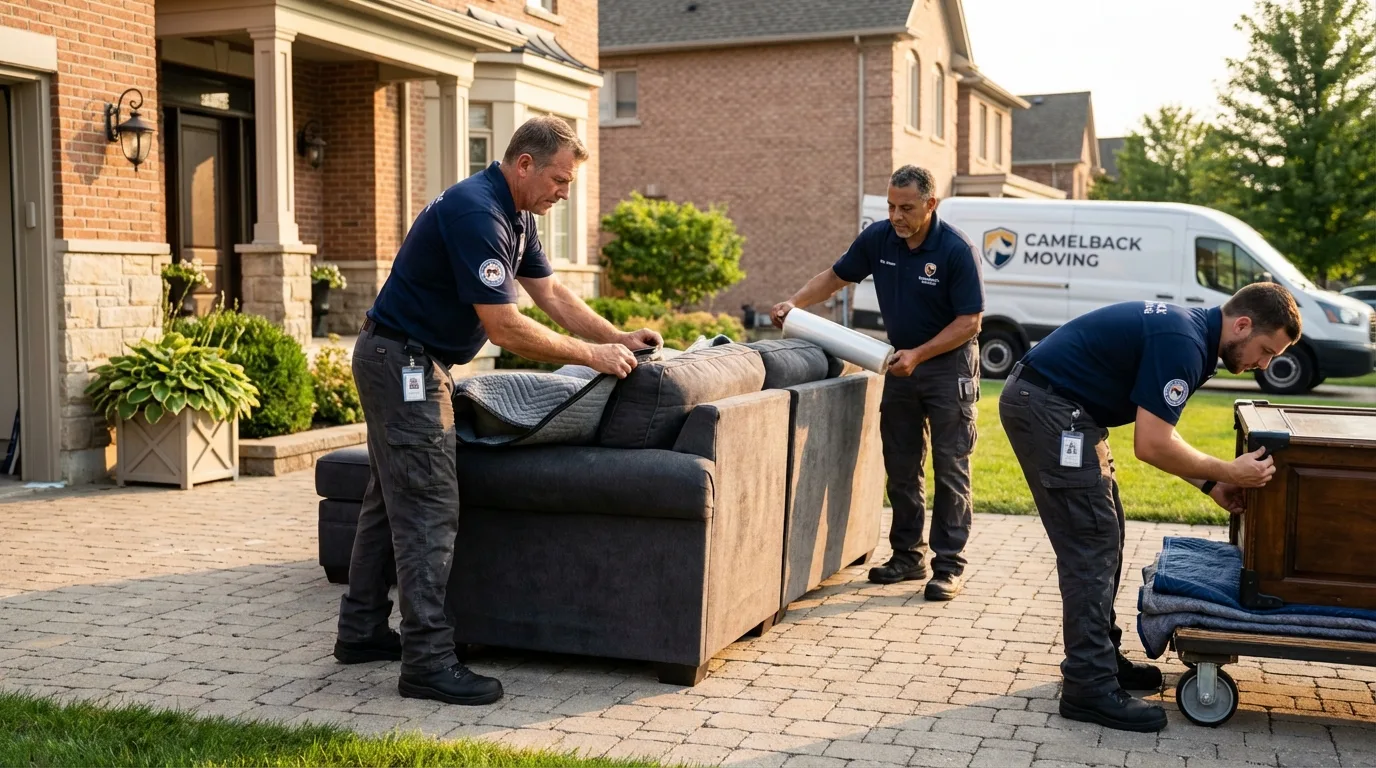 Large estate moving crew wrapping furniture in Woodstock, NY